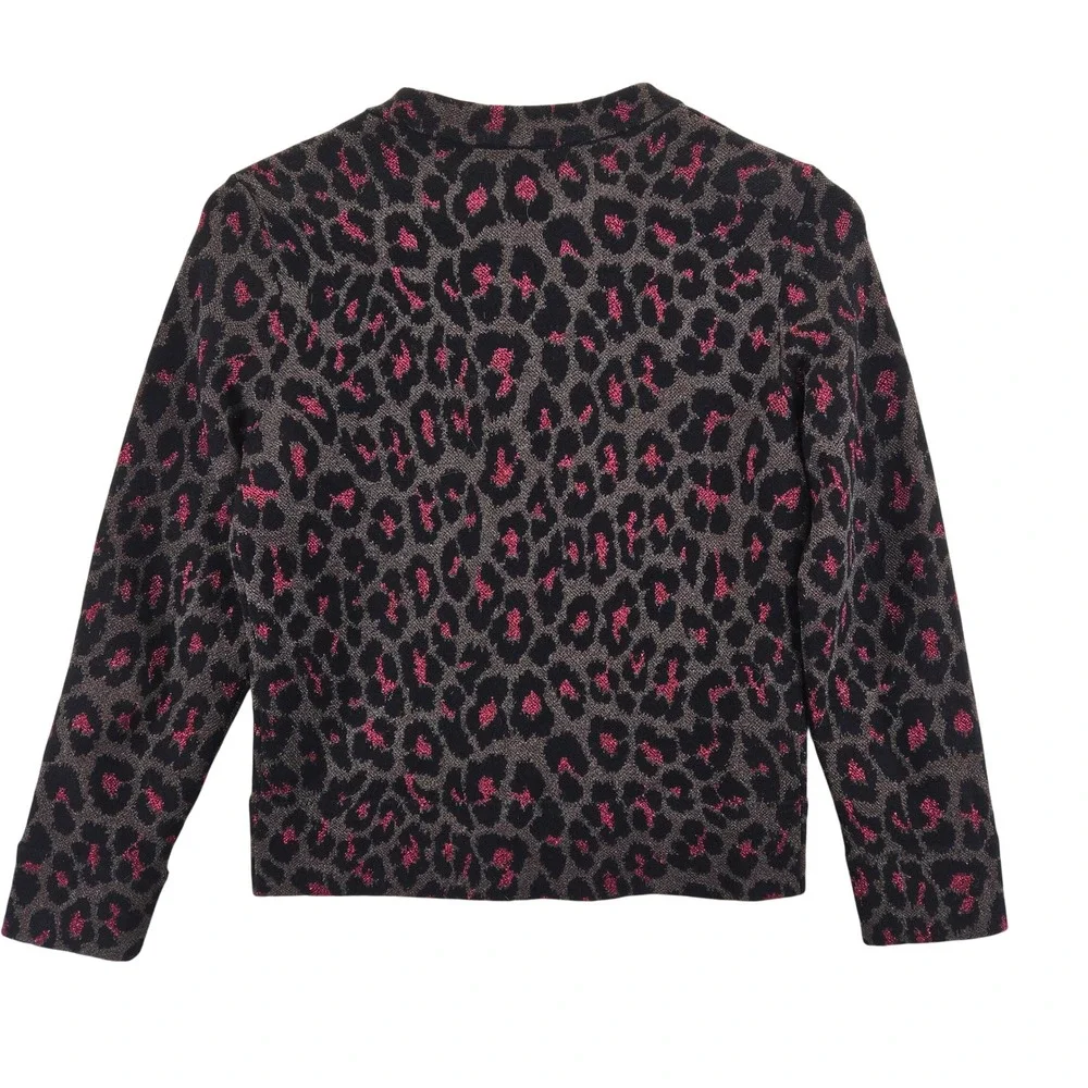 Marc by Marc Jacobs Pink Metallic Leopard Print Wool Blend Cardigan Sweater S XS